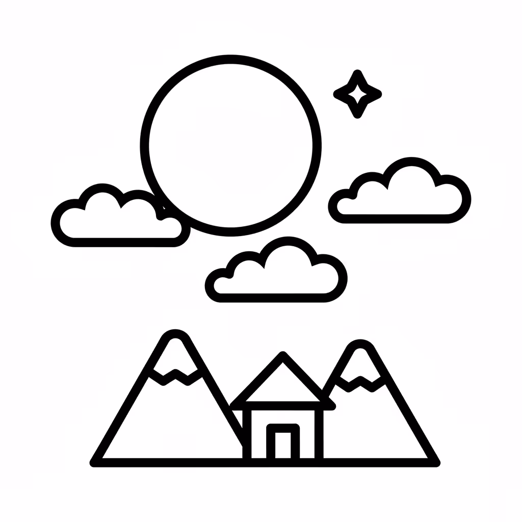 Picture of a printable coloring page showing Evening, level easy