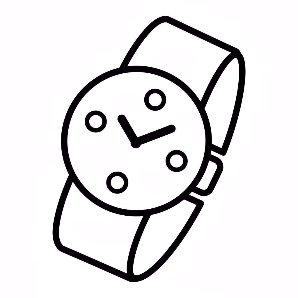 Picture of a printable coloring page showing Watch, level easy