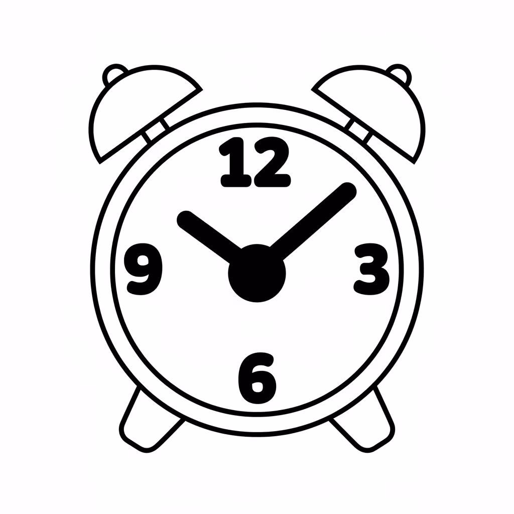 Picture of a printable coloring page showing Clock, level easy