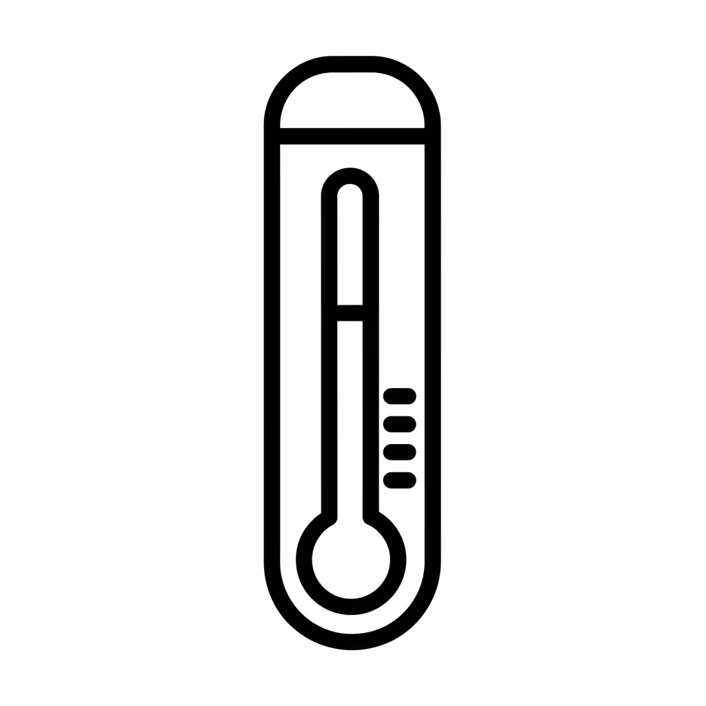 Picture of a printable coloring page showing Thermometer, level easy
