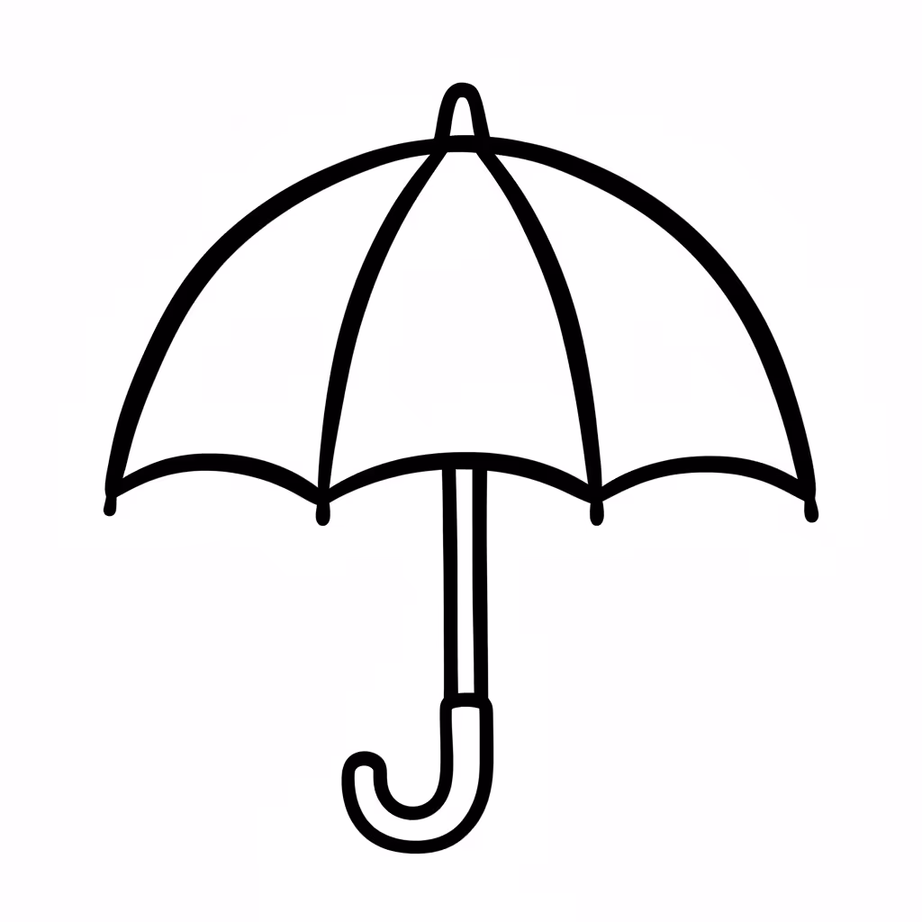 Picture of a printable coloring page showing Umbrella, level easy
