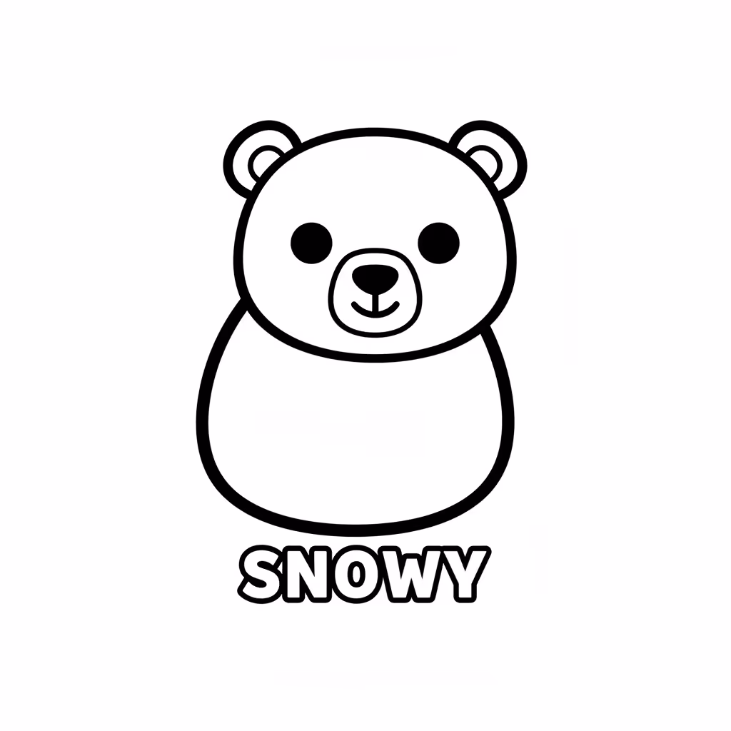 Picture of a printable coloring page showing Snowy, level easy