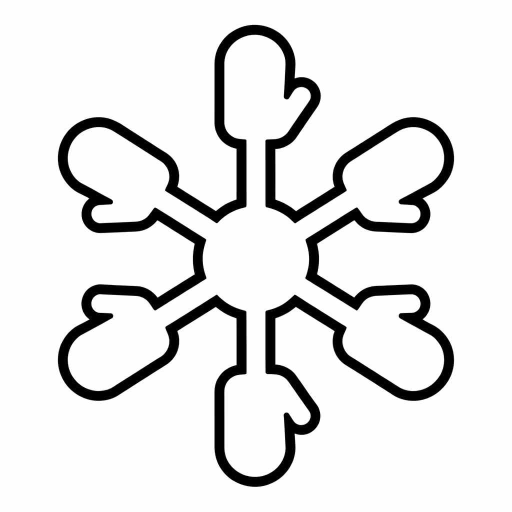 Picture of a printable coloring page showing Winter Snowflake, level easy