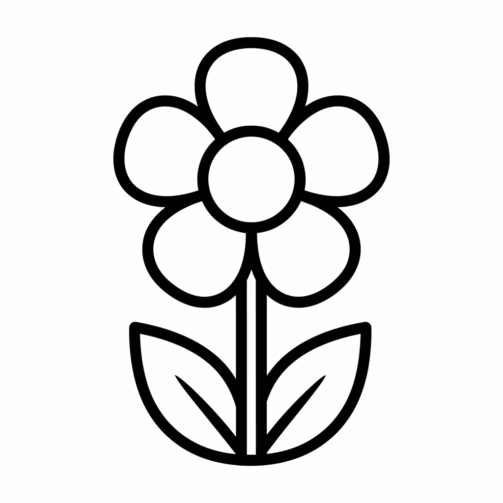 Picture of a printable coloring page showing Spring Flower, level easy