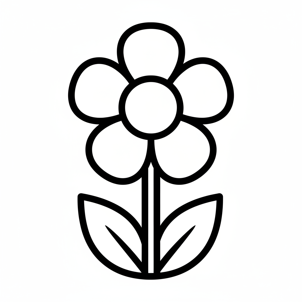 Picture of a printable coloring page showing Spring Flower, level easy