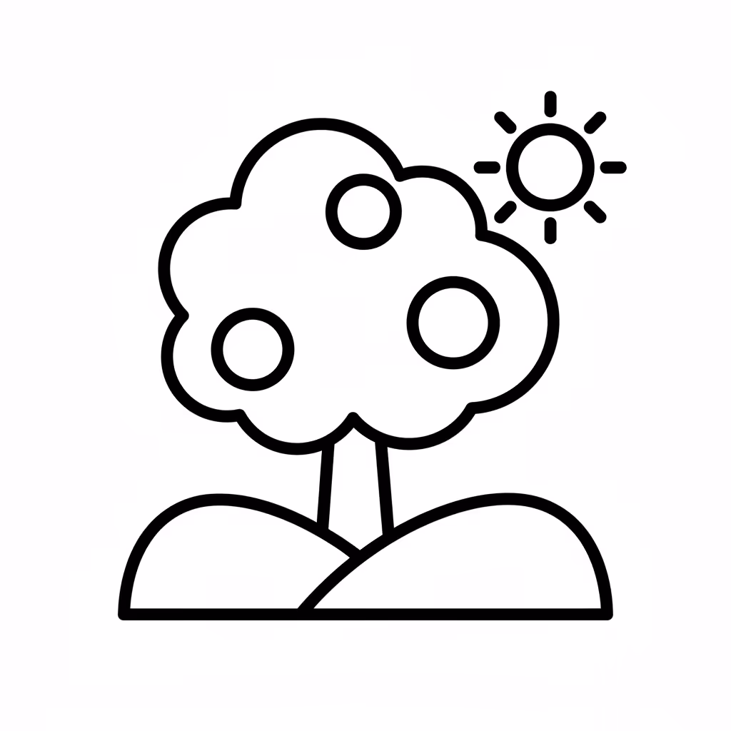 Picture of a printable coloring page showing Summer Tree, level easy