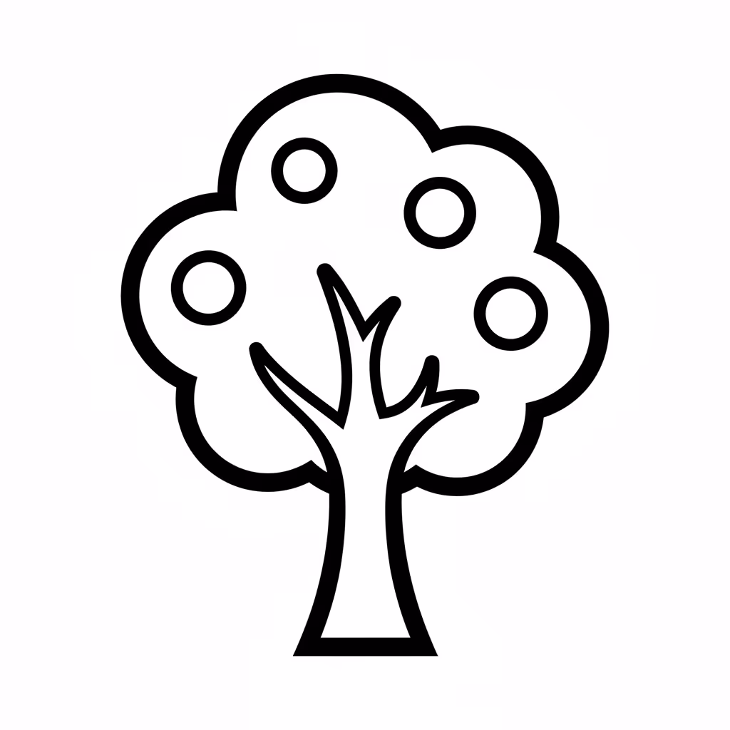 Picture of a printable coloring page showing Spring Tree, level easy
