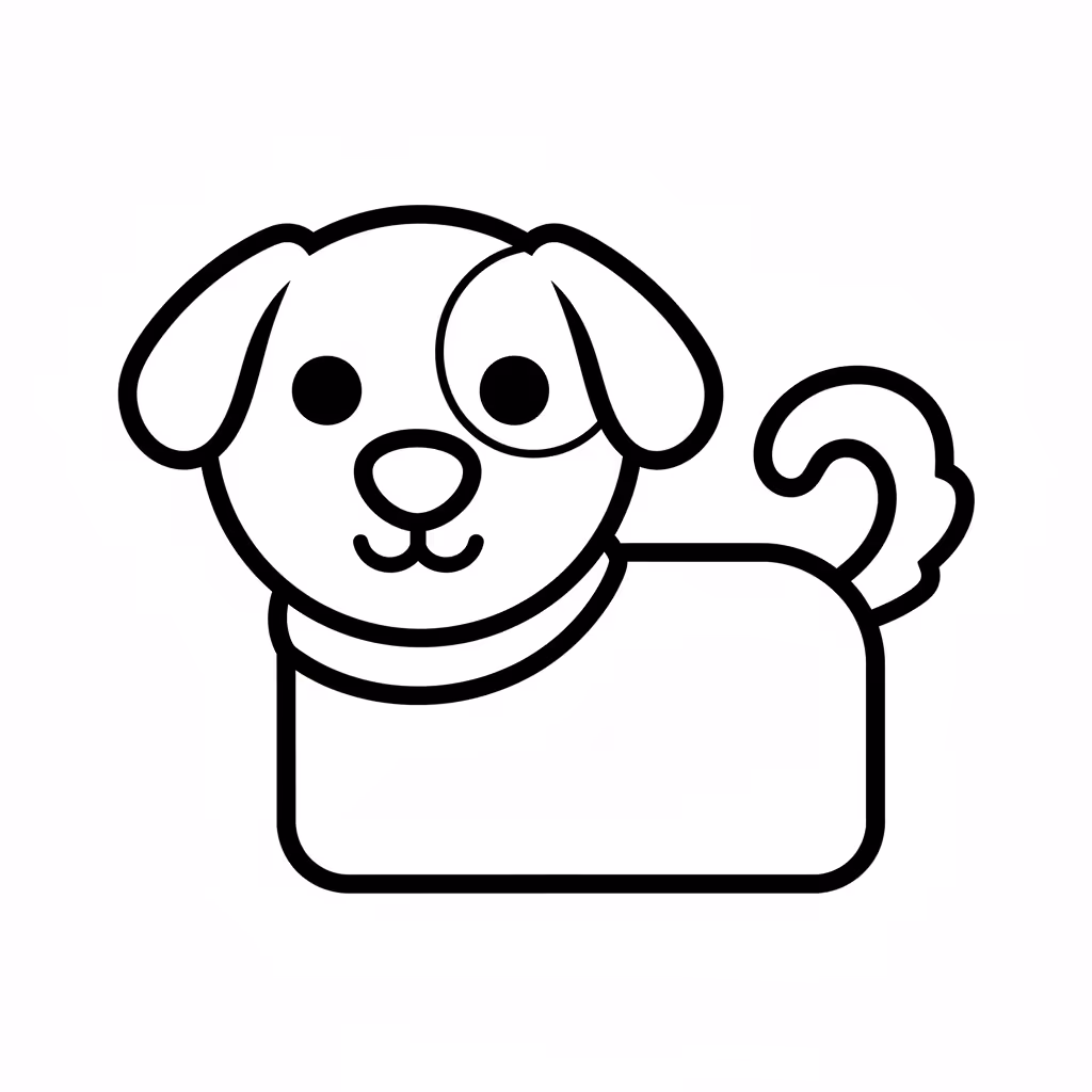 Picture of a printable coloring page showing Farm Dog, level easy