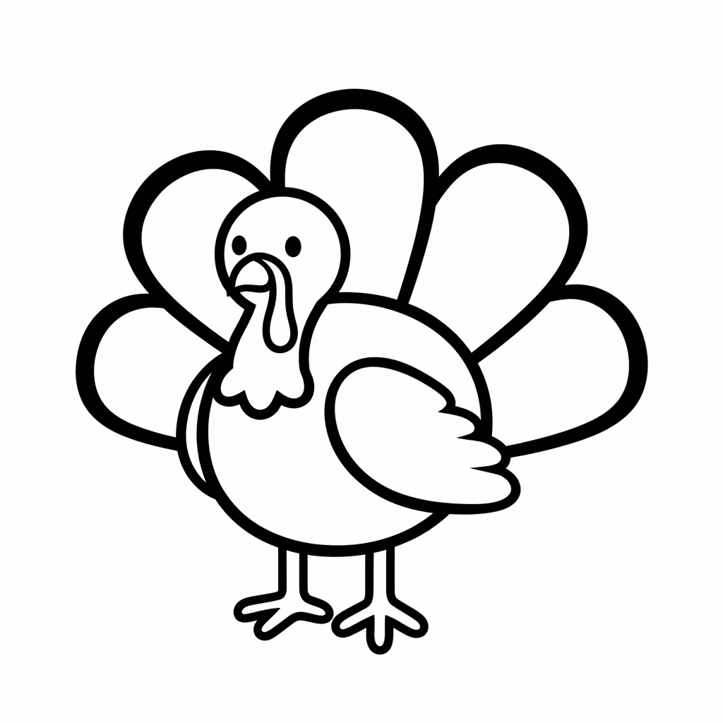 Picture of a printable coloring page showing Turkey, level easy