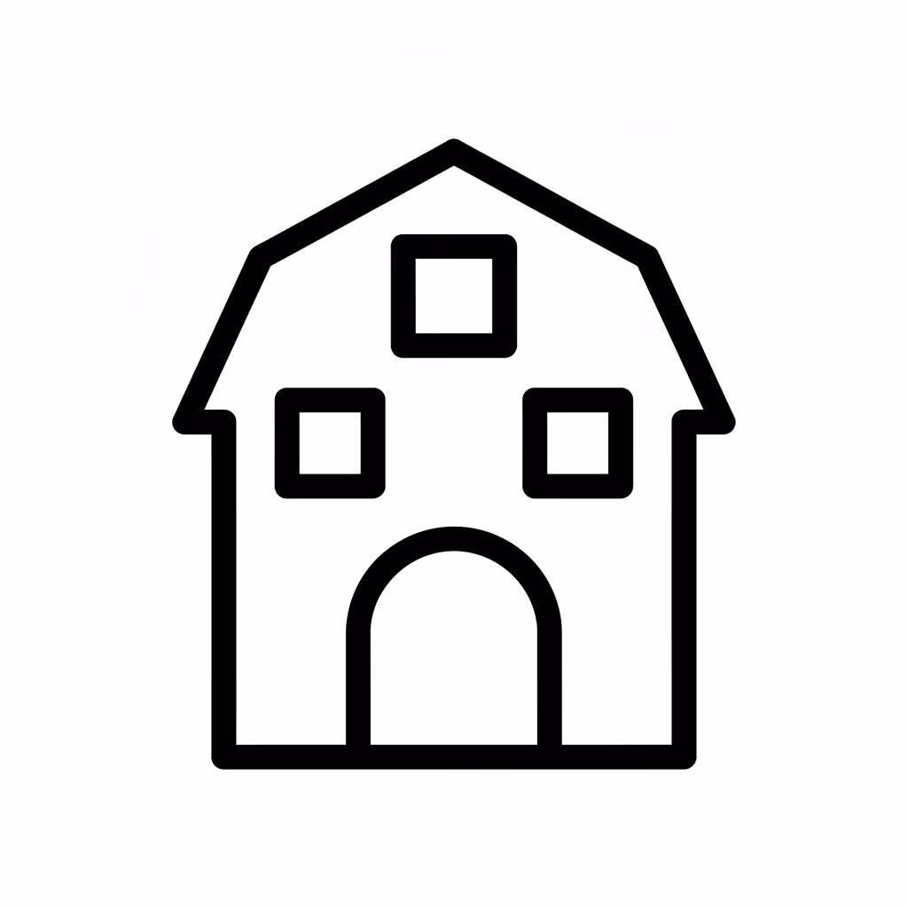Picture of a printable coloring page showing Barn, level easy