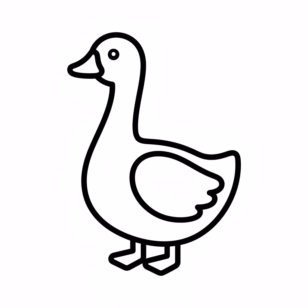 Picture of a printable coloring page showing Goose, level easy