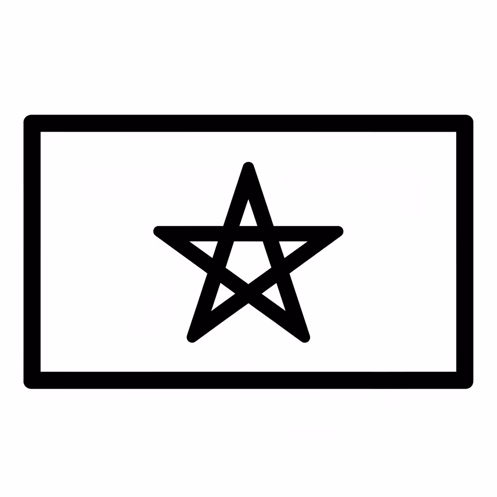 Picture of a printable coloring page showing Morocco Flag, level easy