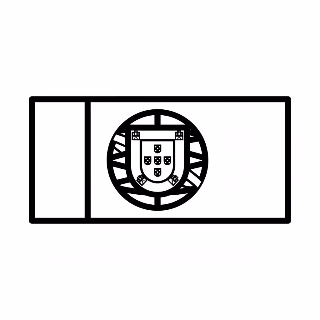Picture of a printable coloring page showing Portugal Flag, level easy
