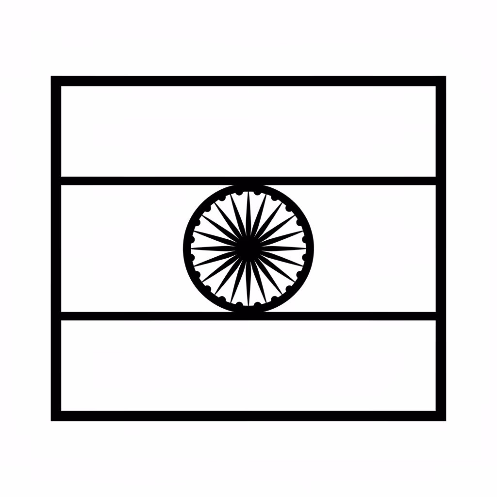 Picture of a printable coloring page showing India Flag, level easy