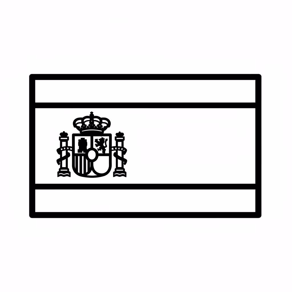 Picture of a printable coloring page showing Spain Flag, level easy