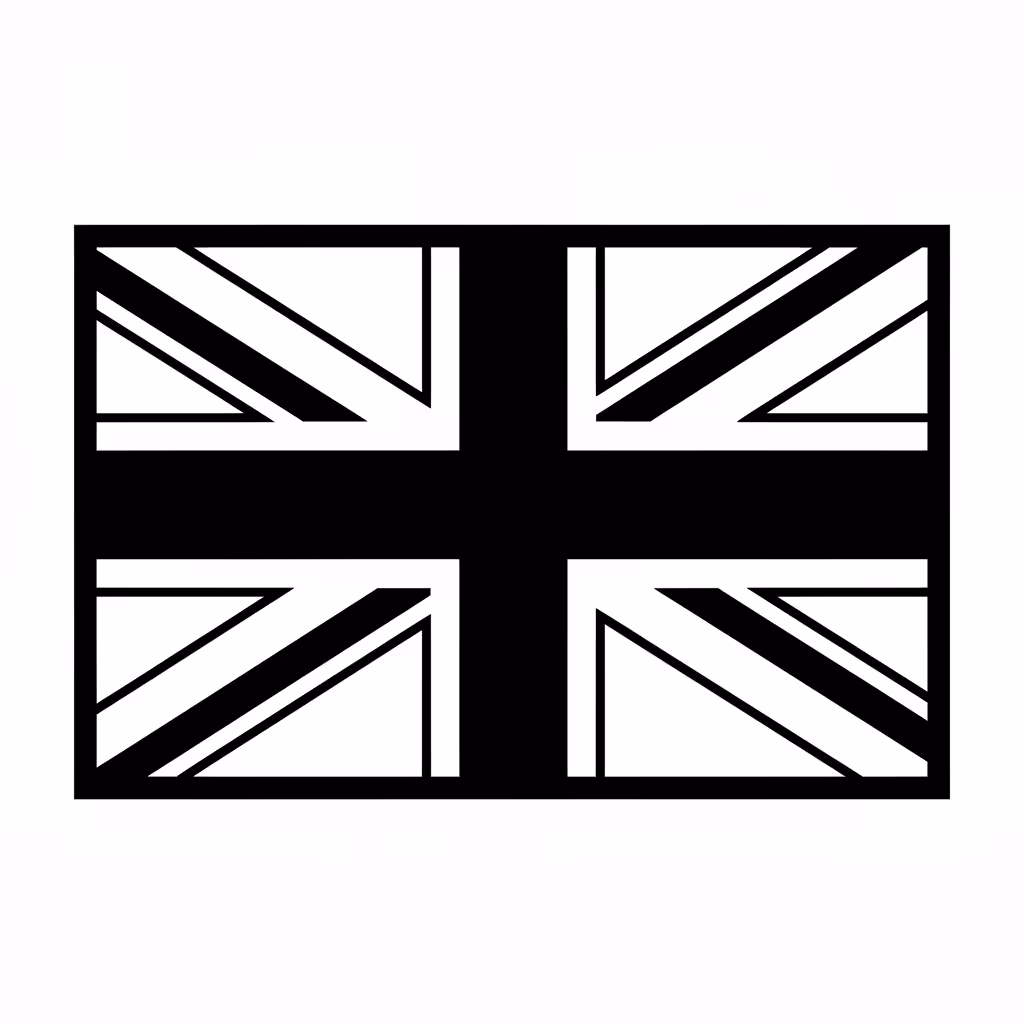 Picture of a printable coloring page showing UK Flag, level easy