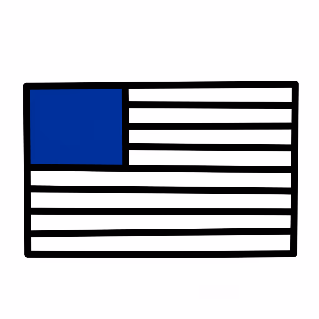 Picture of a printable coloring page showing USA Flag, level easy