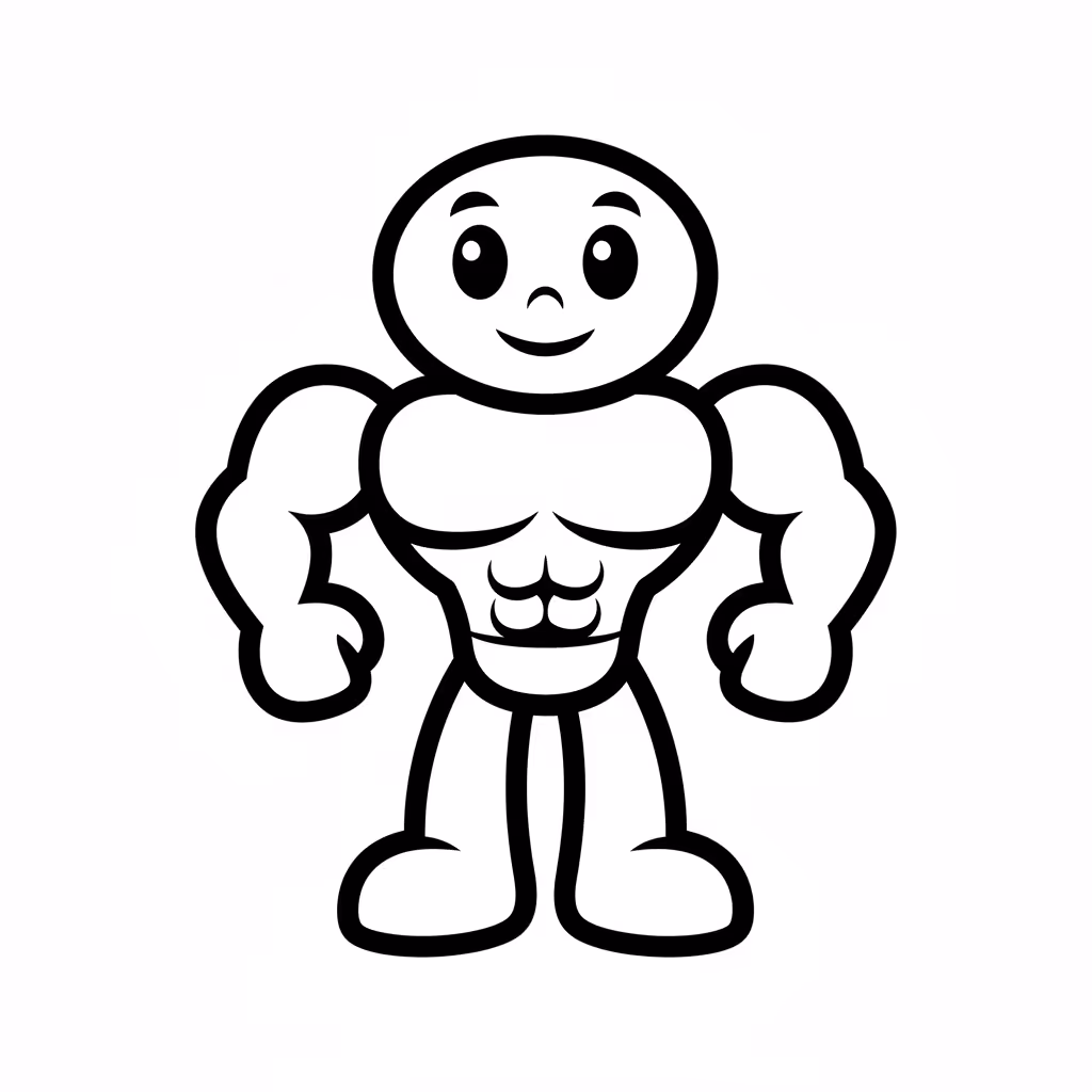 Picture of a printable coloring page showing Muscle, level easy