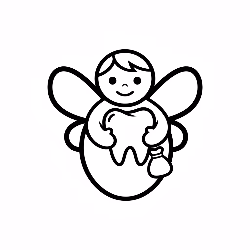 Picture of a printable coloring page showing Tooth, level easy