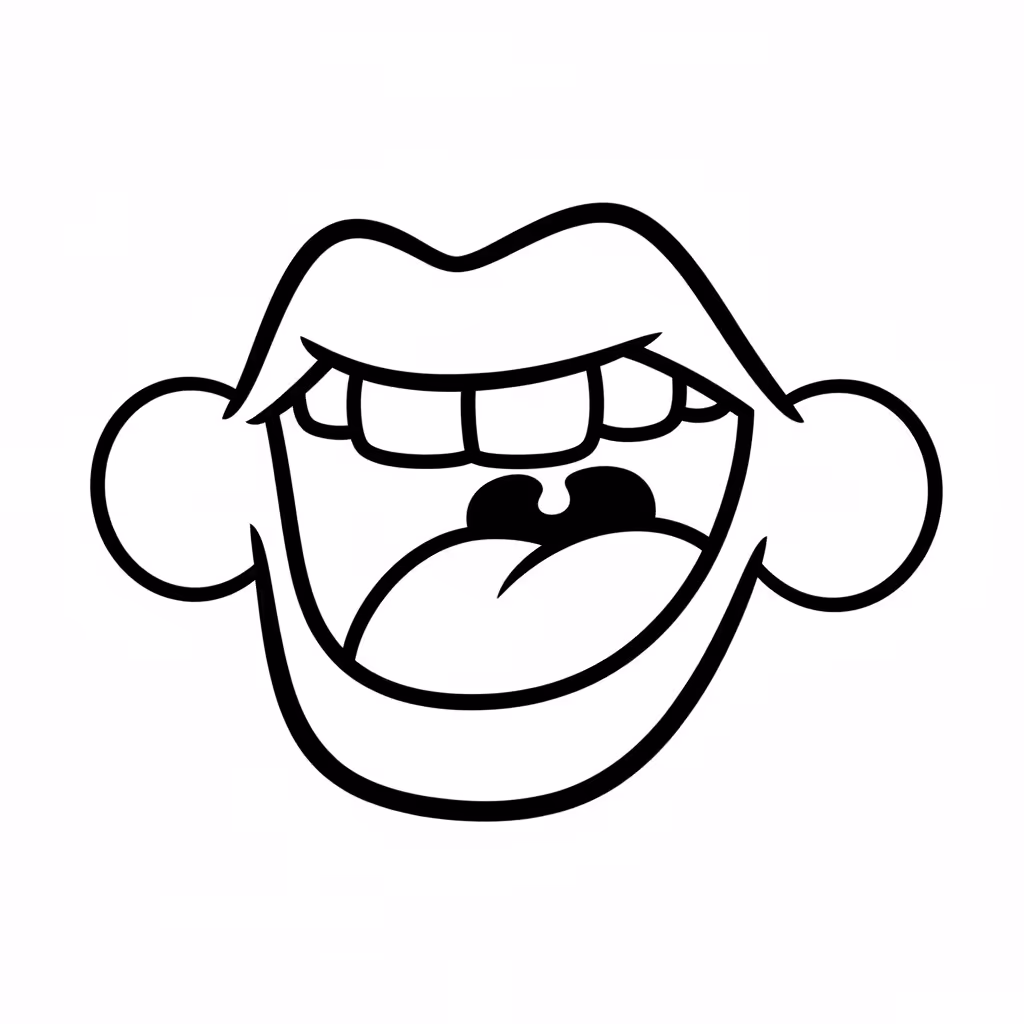 Picture of a printable coloring page showing Mouth, level easy