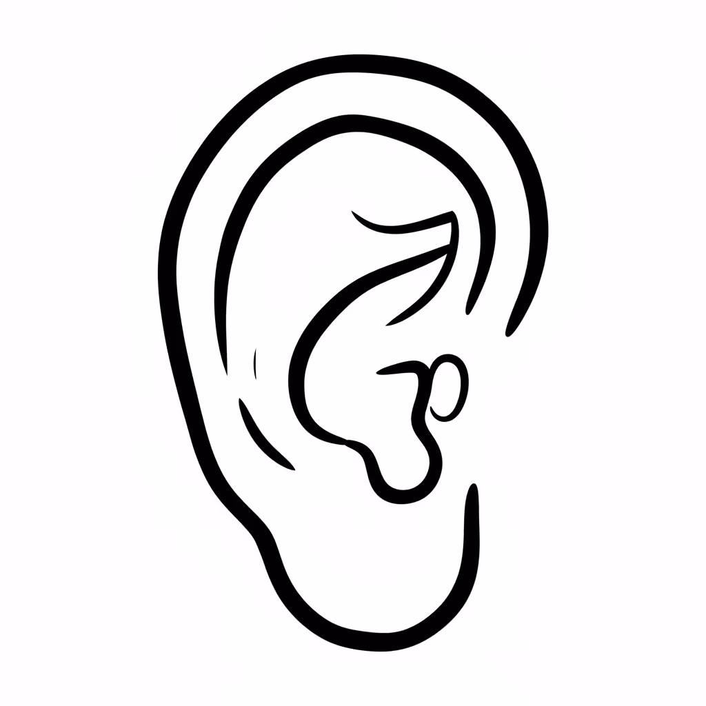 Picture of a printable coloring page showing Ear, level easy