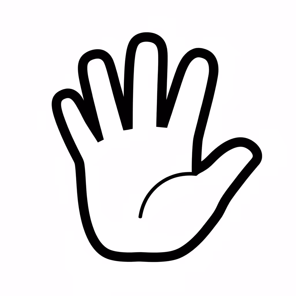 Picture of a printable coloring page showing Hand, level easy