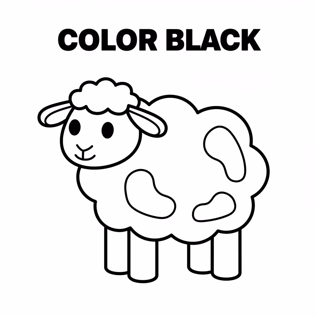 Picture of a printable coloring page showing Black, level easy