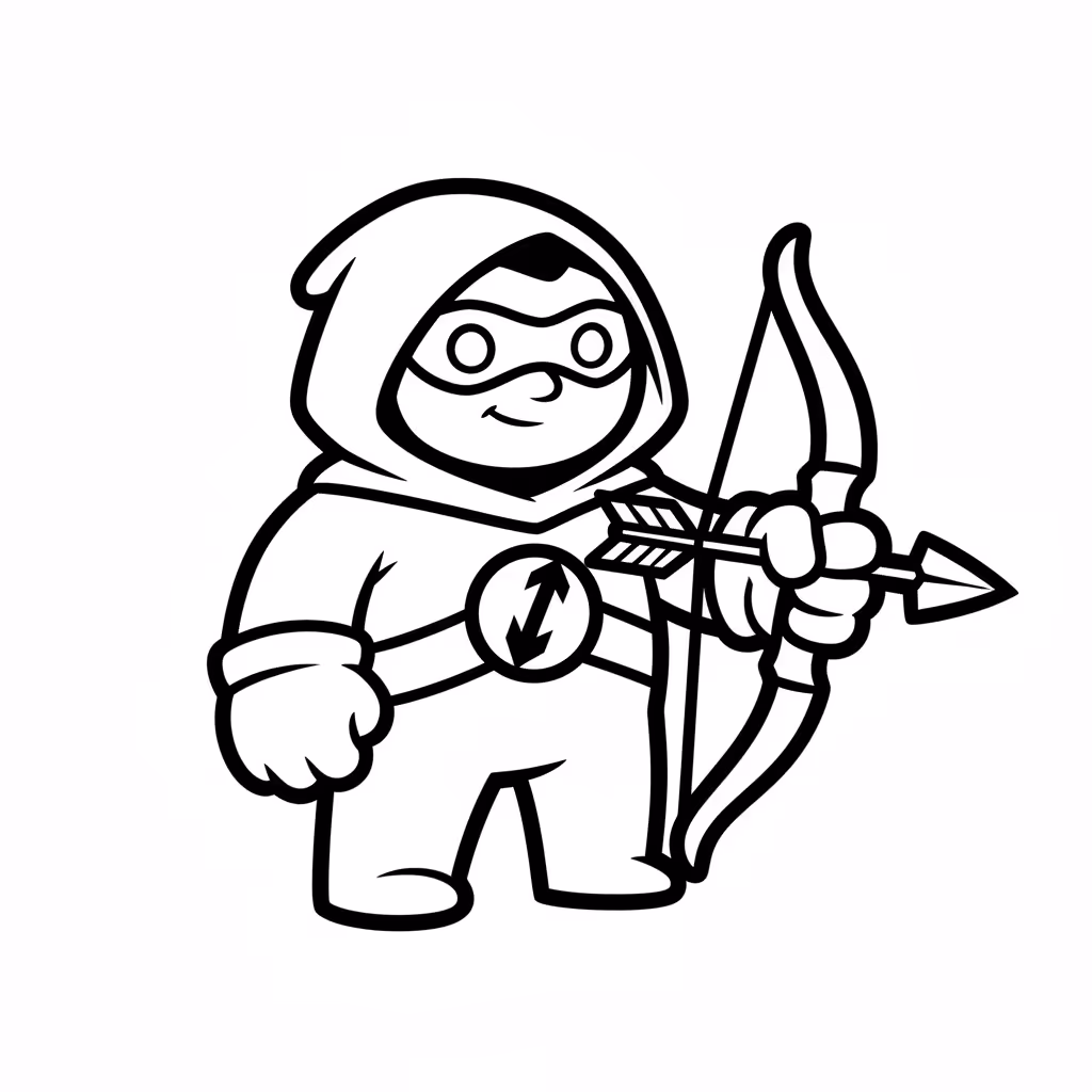 Picture of a printable coloring page showing Arrow, level easy
