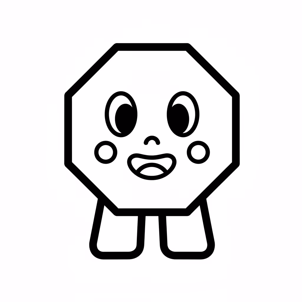 Picture of a printable coloring page showing Octagon, level easy