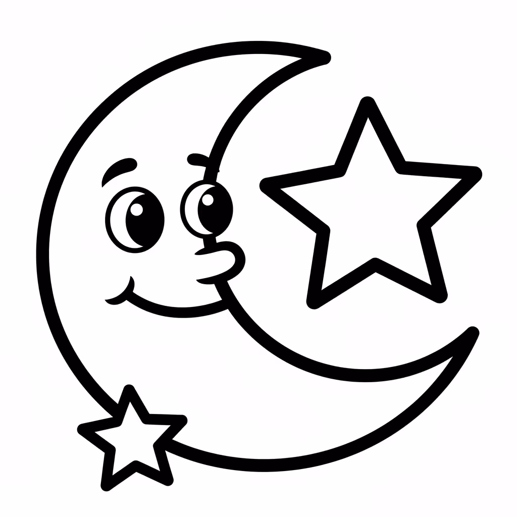 Picture of a printable coloring page showing Crescent, level easy
