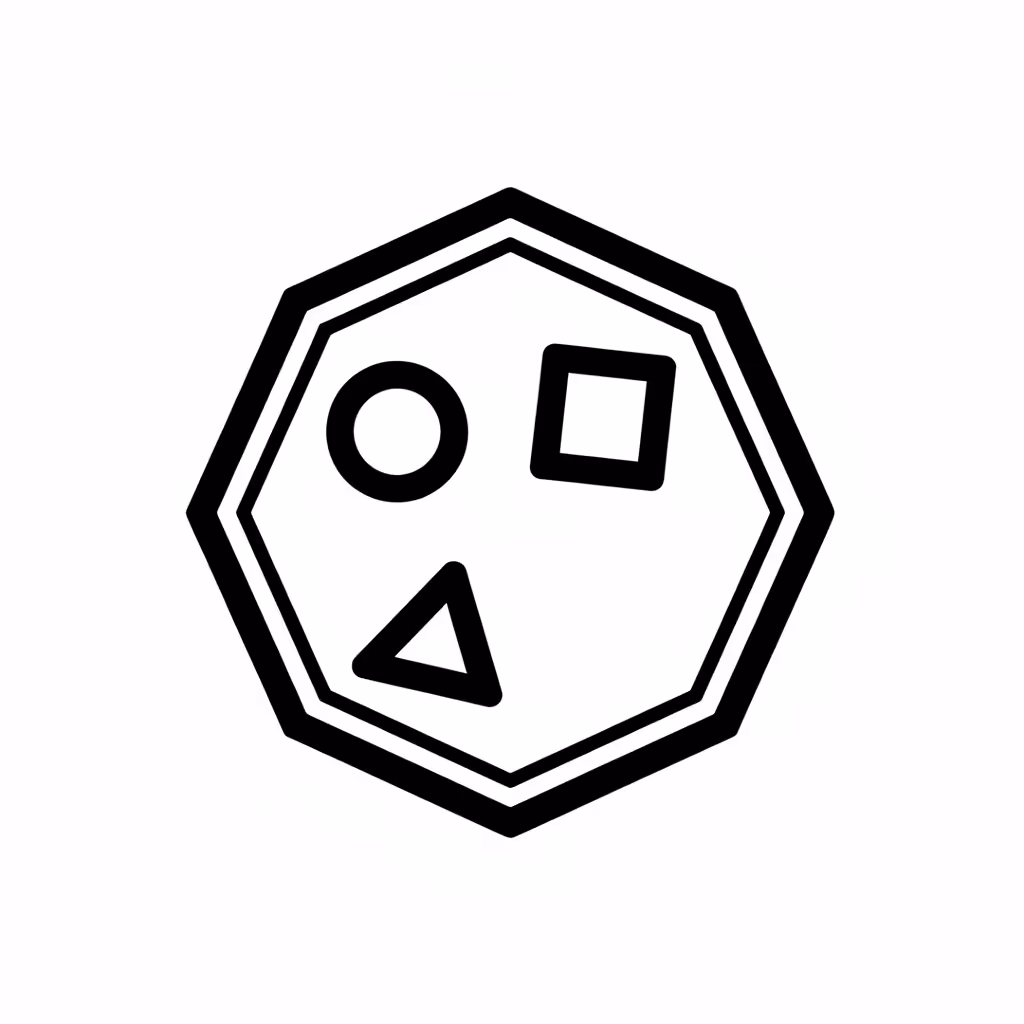 Picture of a printable coloring page showing Hexagon, level easy
