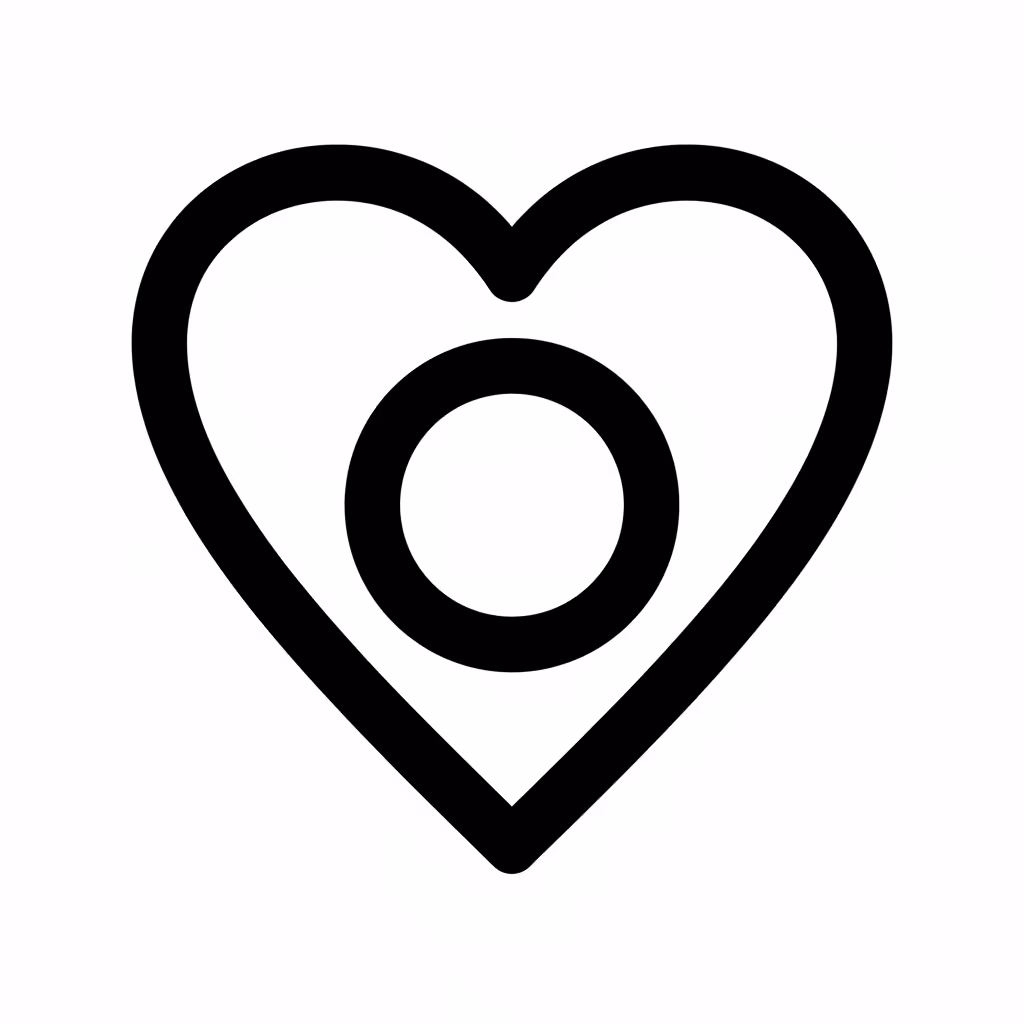 Picture of a printable coloring page showing Heart, level easy