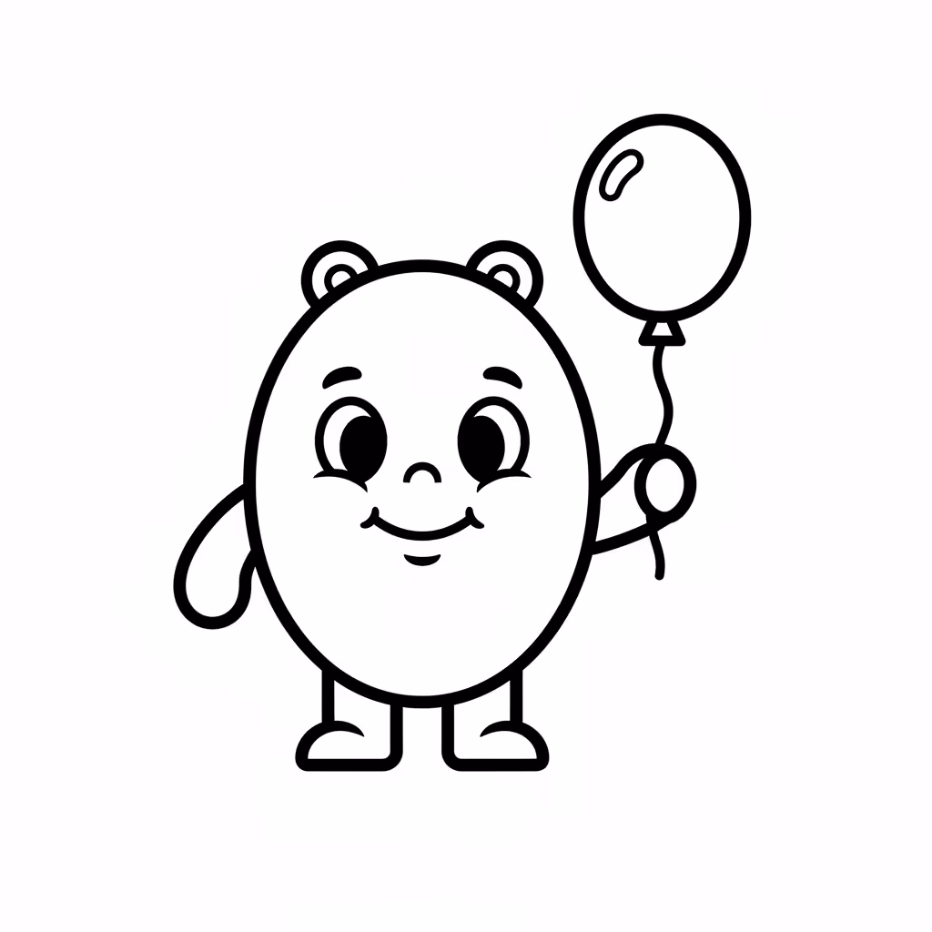 Picture of a printable coloring page showing Oval, level easy