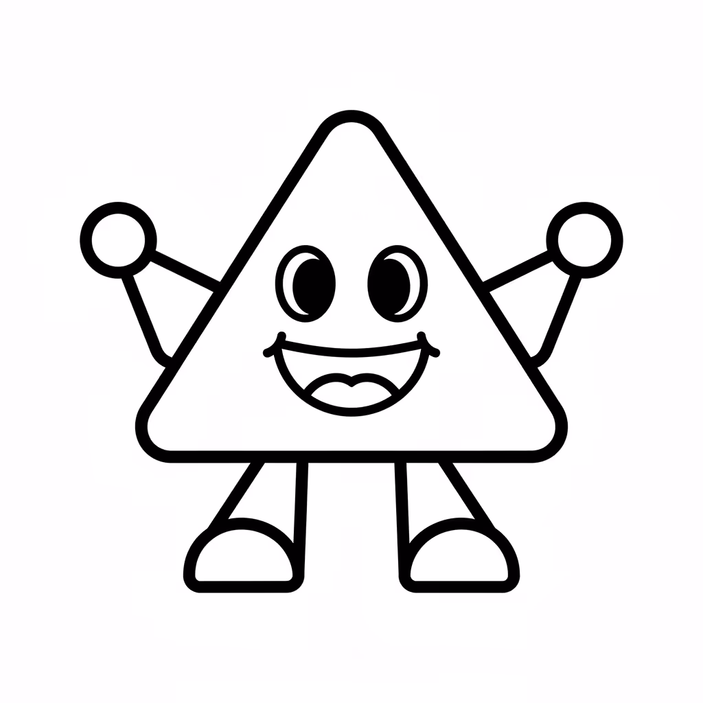 Picture of a printable coloring page showing Triangle, level easy