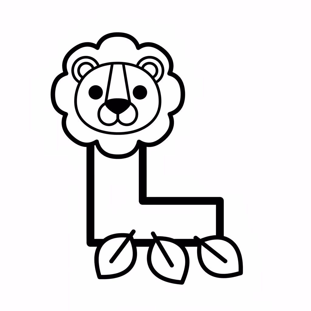 Picture of a printable coloring page showing Letter L, level easy