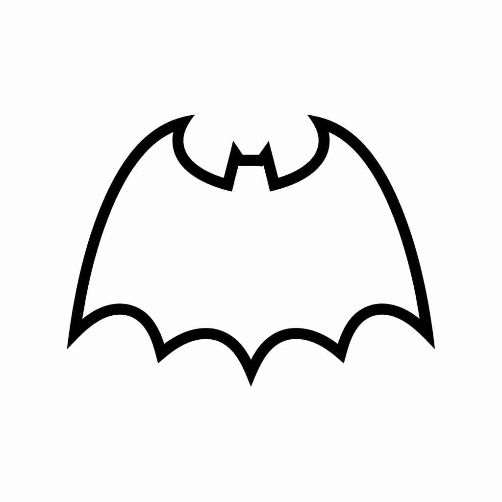 Picture of a printable coloring page showing Batman's Cape, level easy