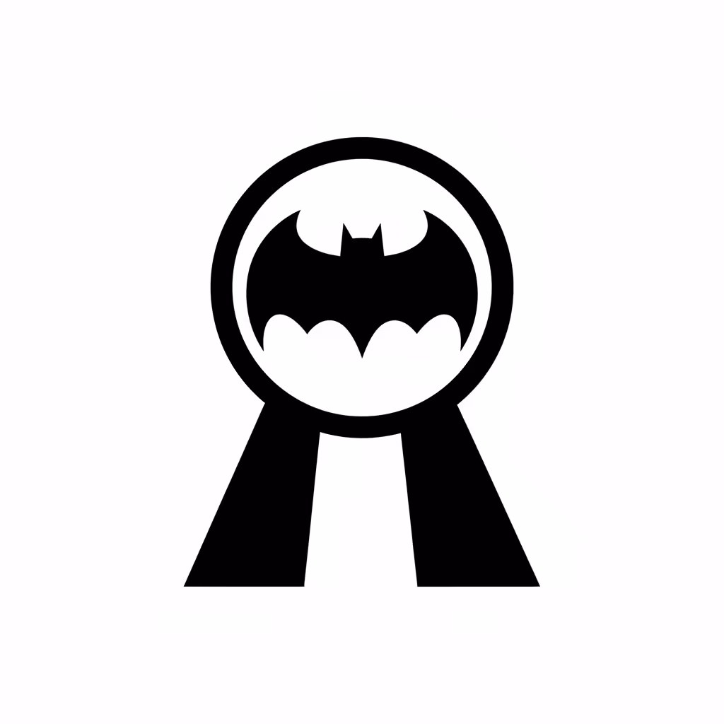 Picture of a printable coloring page showing Bat-Signal, level easy
