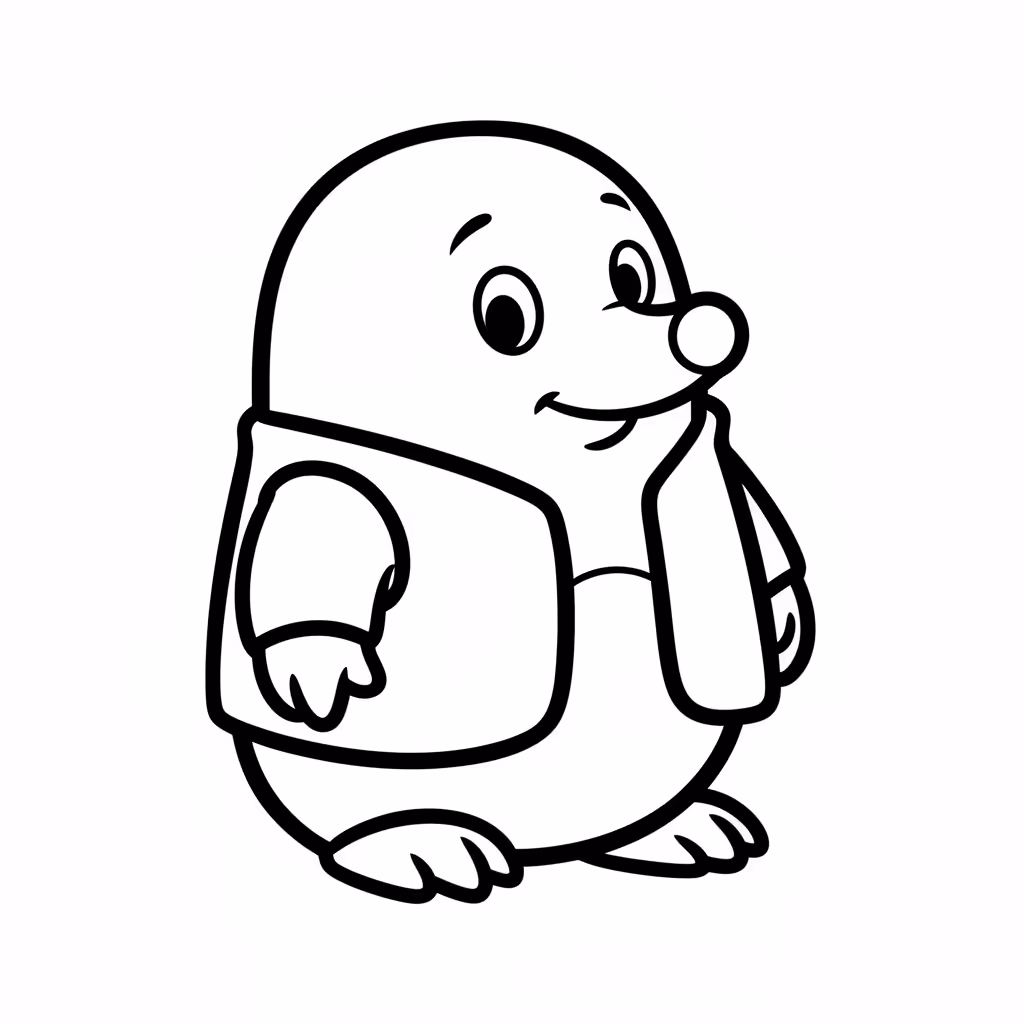 Picture of a printable coloring page showing Mole, level medium