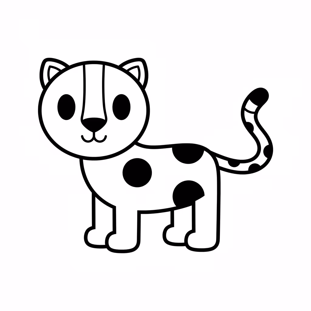 Picture of a printable coloring page showing Cheetah, level medium