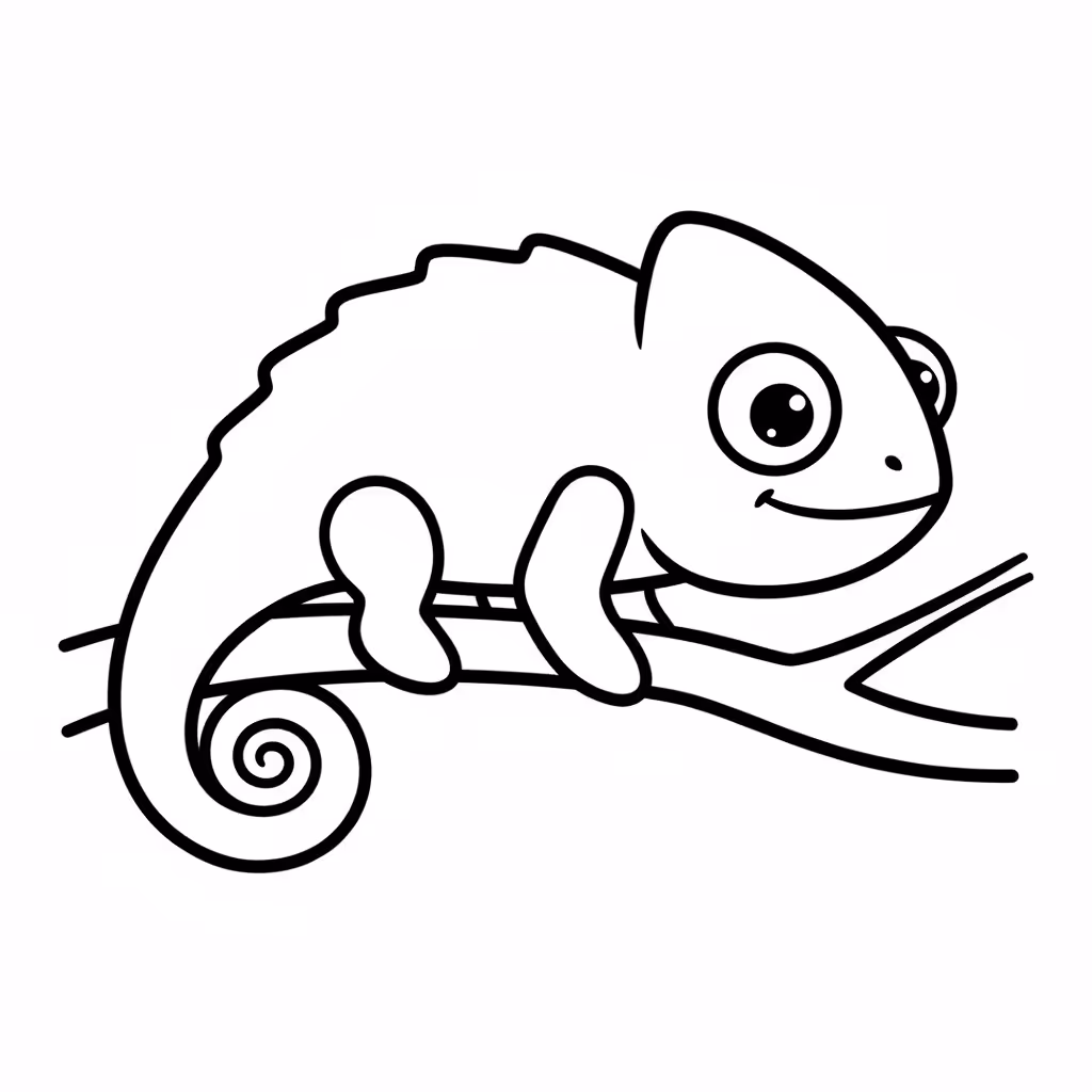 Picture of a printable coloring page showing Chameleon, level medium