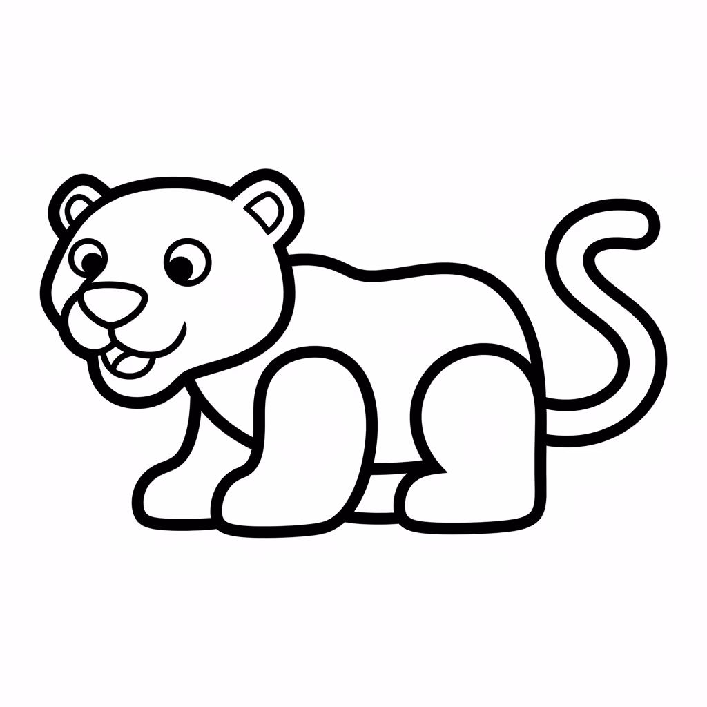 Picture of a printable coloring page showing Panther, level medium