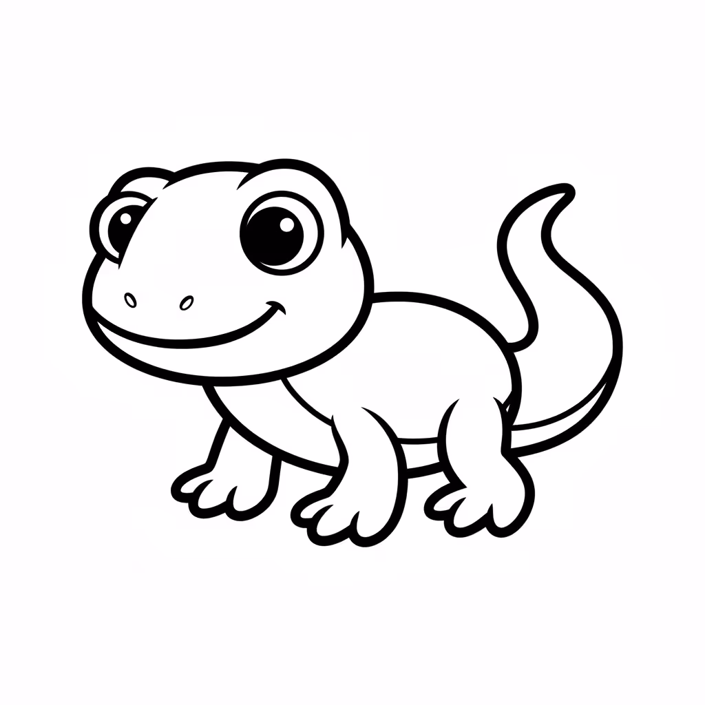 Picture of a printable coloring page showing Lizard, level medium