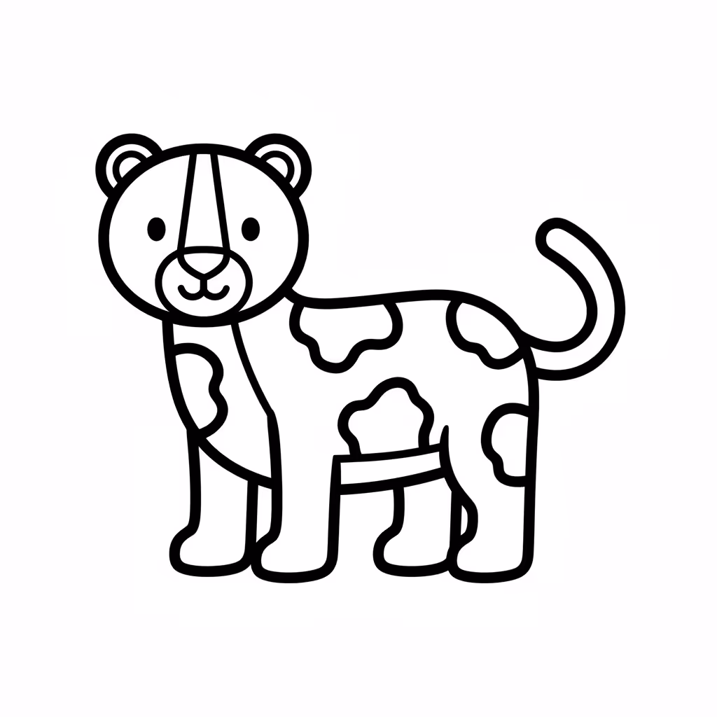 Picture of a printable coloring page showing Jaguar, level medium