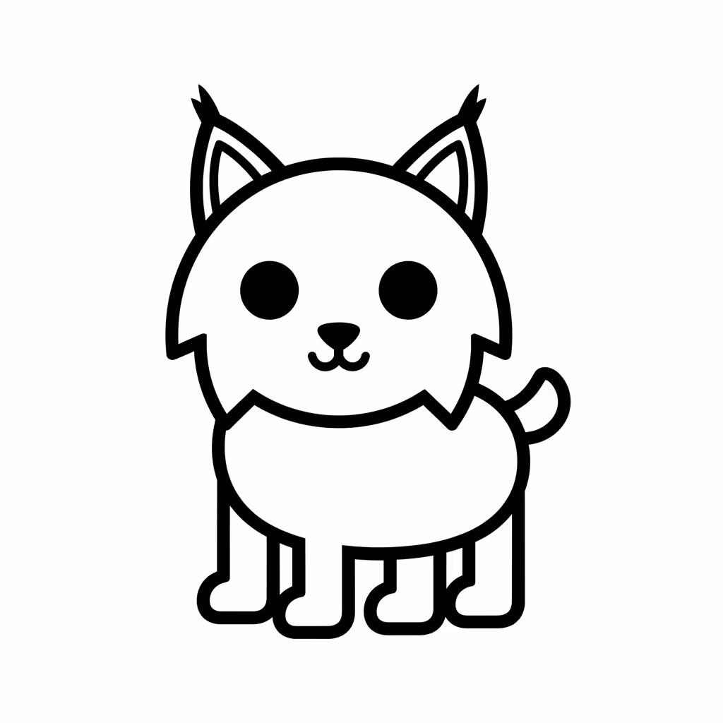 Picture of a printable coloring page showing Lynx, level medium