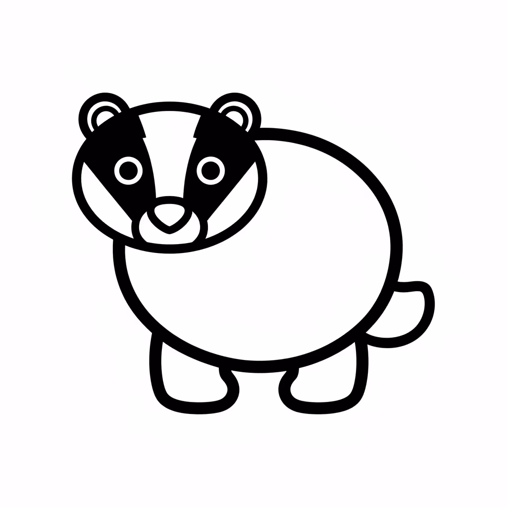 Picture of a printable coloring page showing Badger, level medium