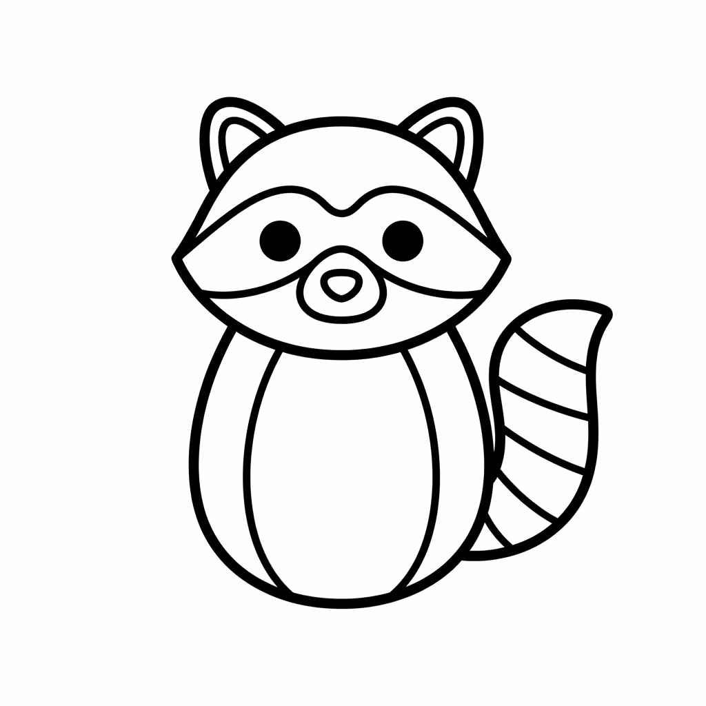 Picture of a printable coloring page showing Raccoon, level medium