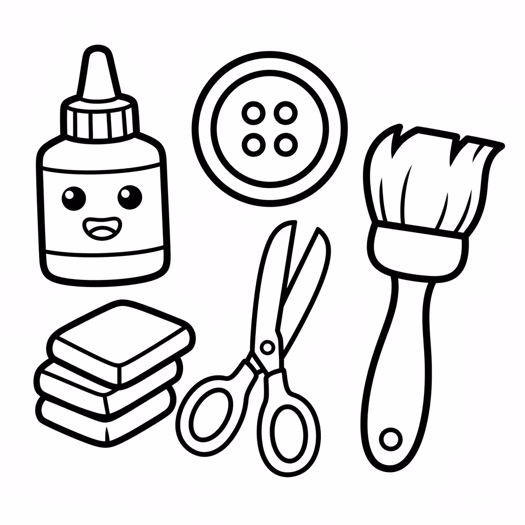 Picture of a printable coloring page showing DIY Crafts, level medium