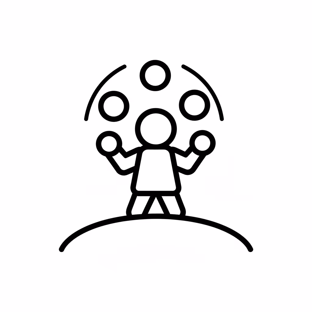 Picture of a printable coloring page showing Juggling, level medium