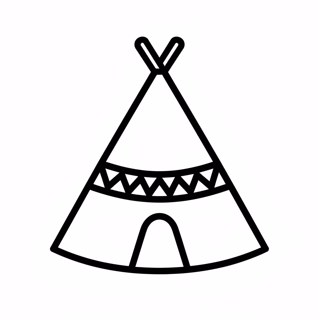 Picture of a printable coloring page showing Teepee, level medium