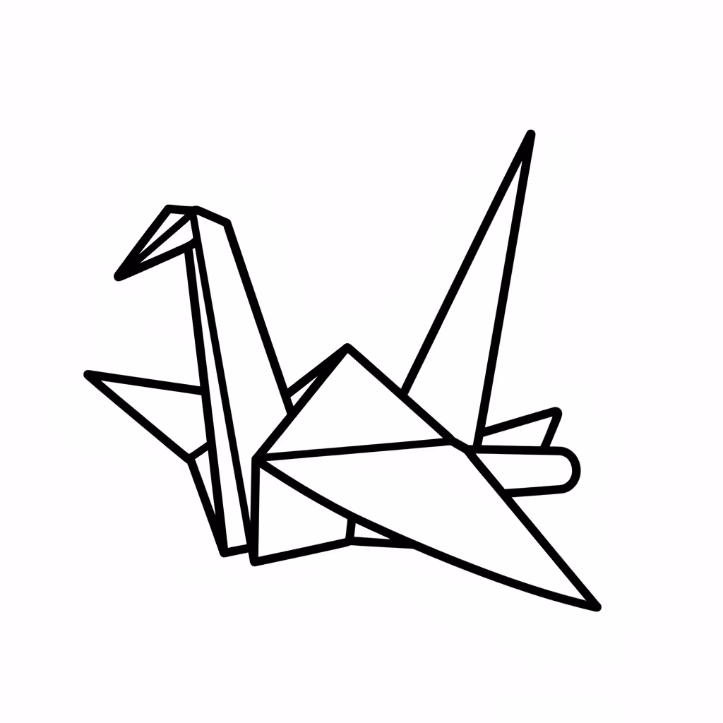Picture of a printable coloring page showing Origami, level medium